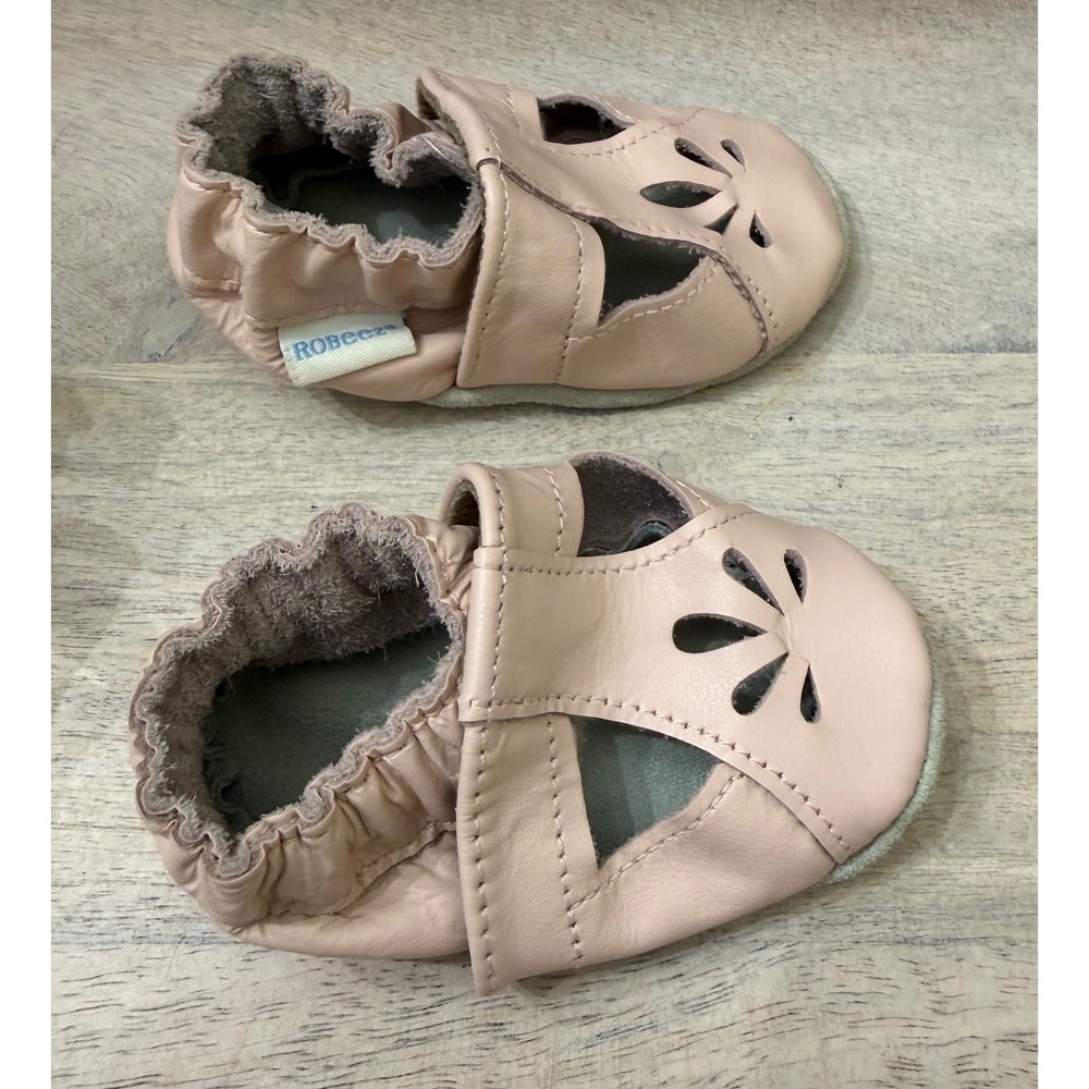 Robeez Baby Girls Pink Leather T-Strap Soft Sole Crib Shoes 0-6 Months 001555
